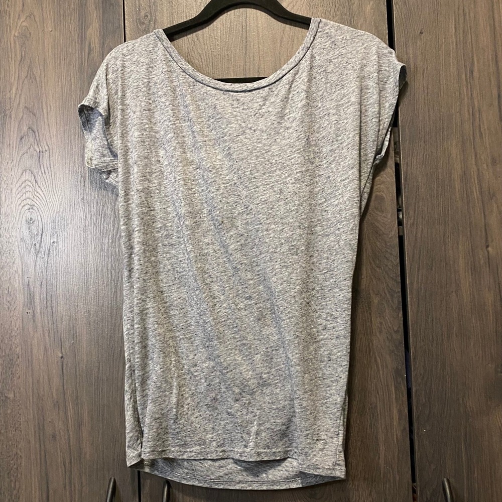 American Eagle Outfitters Women Heather Grey Scoop Neck Cap Sleeve Tee Shirt S
